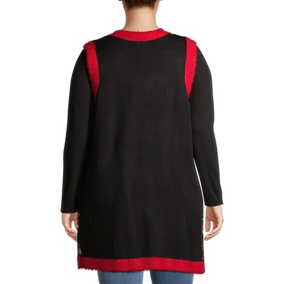 Holiday Christmas signature vest sweater with pattern long tunic soft medium - Picture 3 of 13